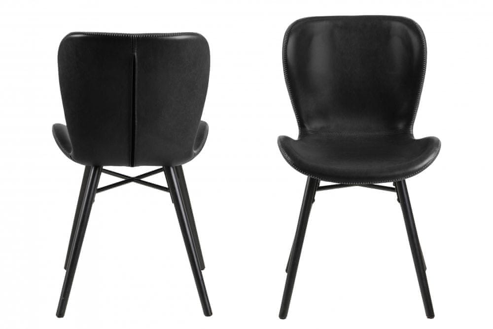 Design Scandinavia Jedálenská stolička Batilda (SET 2ks), syntetická koža, čierna